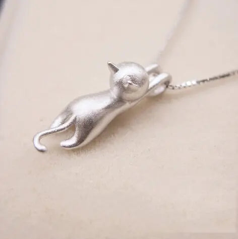 Silver Cat Pendant Necklace