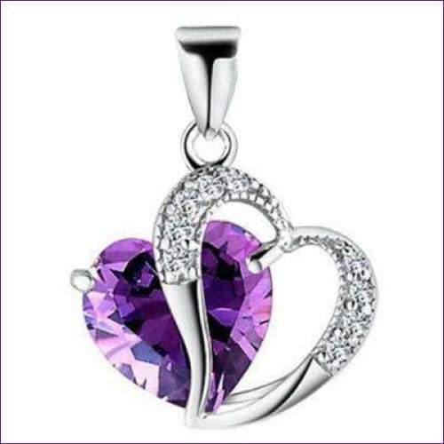 Amethyst Heart Pendant Necklace - Fashion Silver London - Amethyst Heart Pendant Necklace - Purple Crystal Necklace - Silver Heart Necklace
