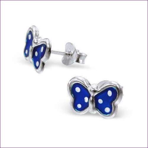 Blue Butterfly Earrings - Fashion Silver London - blue butterfly earrings - Butterfly Silver Earrings - children earrings