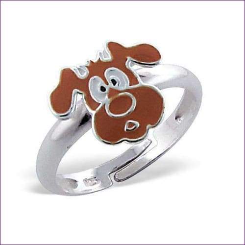 Brown Dog Ring - Fashion Silver London - Children silver ring - dog ring -