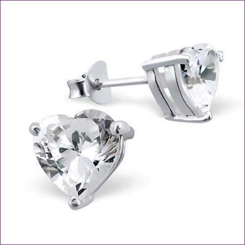 Heart Silver Stud Earrings - Fashion Silver London - Silver earrings - Square silver earrings -