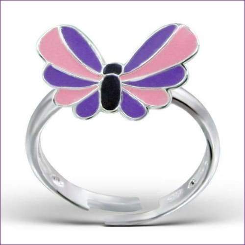 Multicolour Butterfly Silver Ring - Fashion Silver London - butterfly ring - Children silver ring -