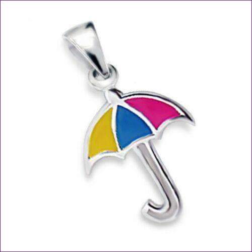 Umbrella Silver Pendant - Fashion Silver London - Children Pendant - Rainbow Umbrella Pendant - Umbrella Silver Pendant