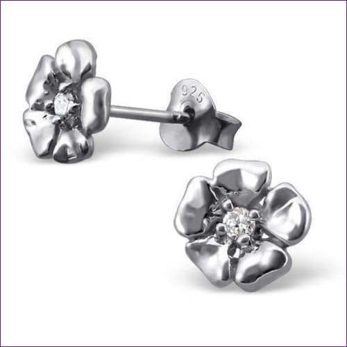 Silver Flower Earring Studs - Fashion Silver London - flower earring stud - Flower silver earrings - Silver earrings