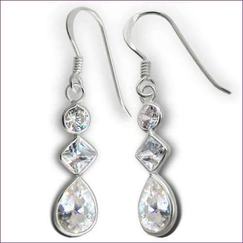 Sterling Silver Dangle Long Earrings - Fashion Silver London - silver drop earrings - -