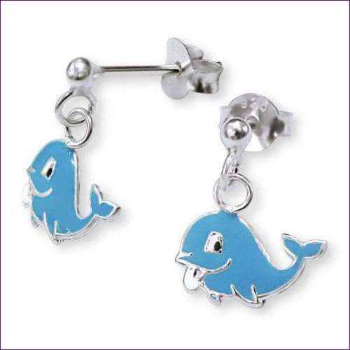 Whale Earrings - Fashion Silver London - children earrings - dolphin earrings - heart earrings, sterling silver hypoallergenic