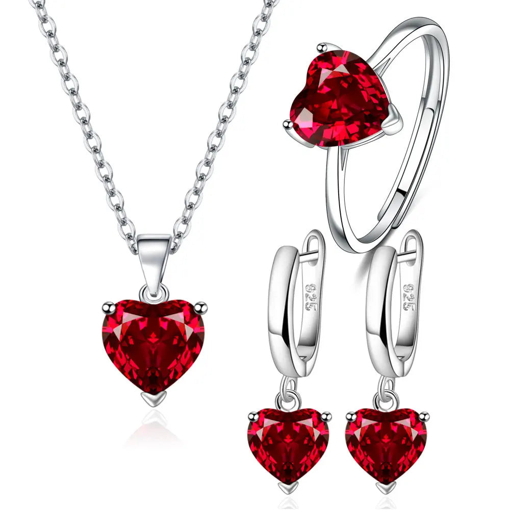 This elegant 925 Sterling Silver Heart Zircon Jewelry Set is perfect for weddings and Christmas. Made with high-quality materials, this set includes a ring, earrings and necklace, all adorned with sparkling heart-shaped zircon stones. Bring some extra sparkle and joy to any occasion with this stunning set. Free shipping included!