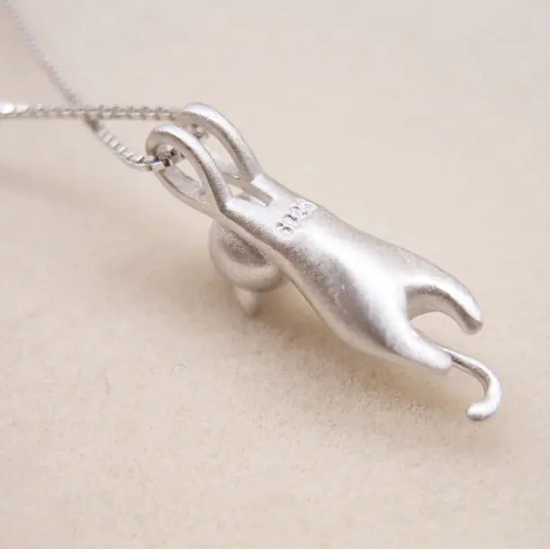 Silver Cat Pendant Necklace