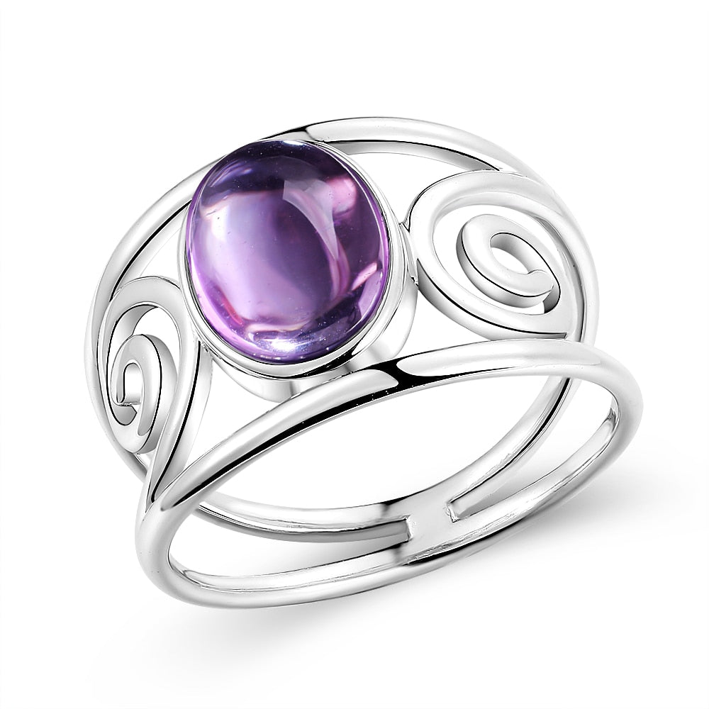 925 Sterling Silver Ring for Women with Natural Amethyst - Fashion Silver Jewelry London - 925 ring - 925 silver ring - 925 Sterling Silver ring