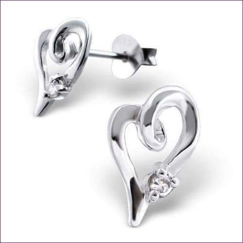 Silver Heart Earrings - Fashion Silver London - Big Heart Studs Earrings - blacky - Silver earrings