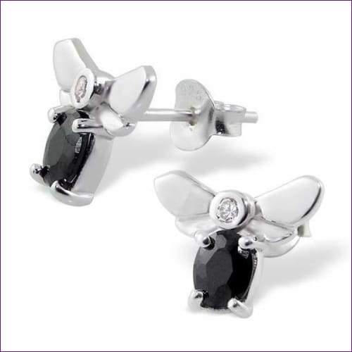 Butterfly Earrings - Fashion Silver London - Amethyst silver earrings - blacky - Cubic zirconia silver earrings