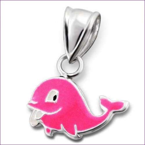 Children's Silver Pink Whale pendant - Fashion Silver London - Children Pendant - Pink Whale Pendant -