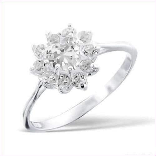 Crystal Flower Ring - Fashion Silver London - blacky - Silver ring - Sterling Silver Fashion Rings