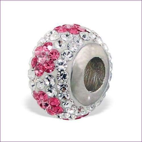 Crystal Flower Silver Charm Beads - Fashion Silver London - silver ball bracelet - silver charm bracelet - Sterling Silver Charm Bracelet