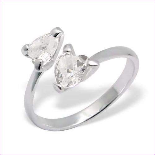 Crystal Heart Adjustable Ring - Fashion Silver London - blacky - Crystal ring - Silver ring