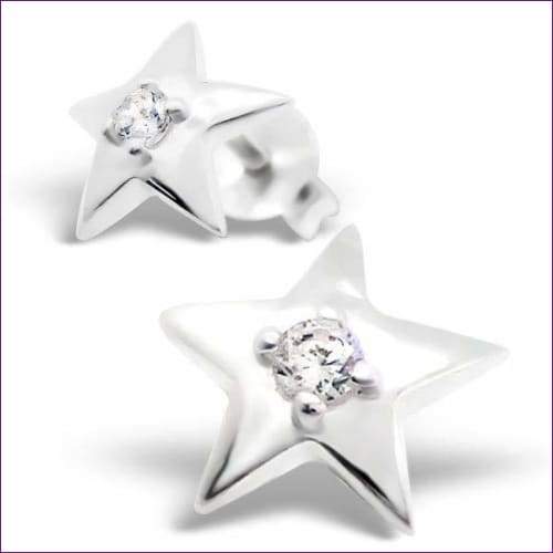 Crystal Star Stud Earrings - Fashion Silver London - blacky - Crystal Star Earrings - Silver earrings