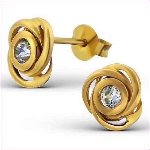 Flower Earrings Studs - Fashion Silver London - Flower Earrings Studs - rose golden earrings - Silver earrings