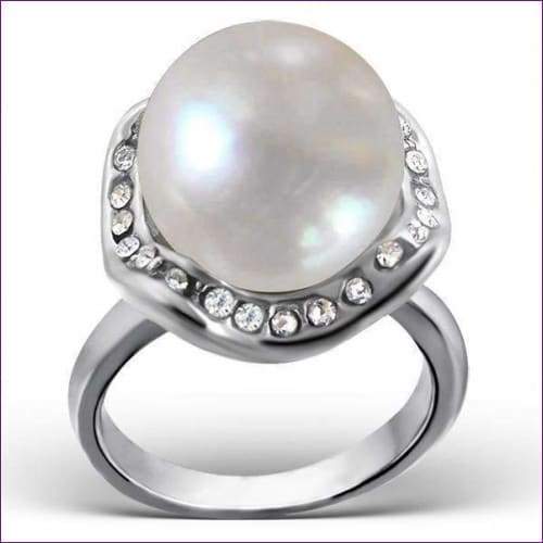 Freshwater Pearl Fashion Ring - Fashion Silver London - blacky - Stainless Steel Ring -