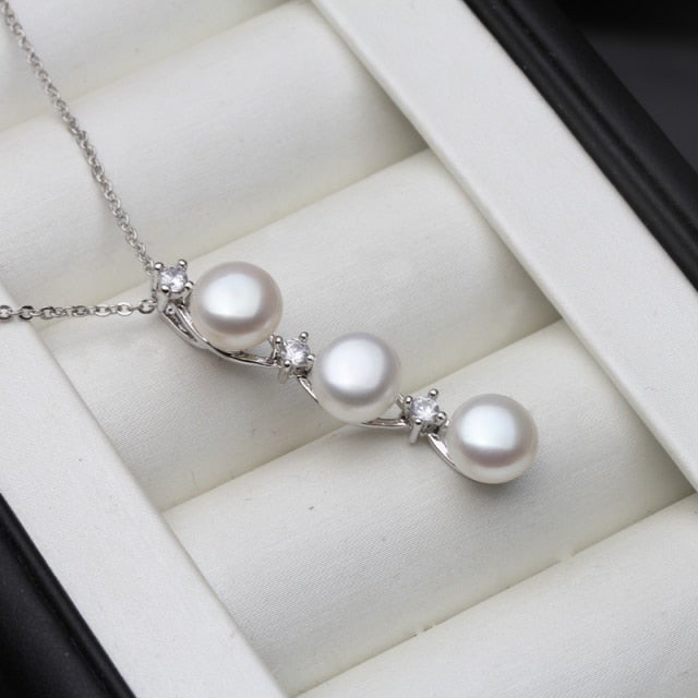 Freshwater Pearl Pendant Silver Necklace - Fashion Silver London - Pearl Bracelet - Pearl Necklace - Pearl Pendant Necklace