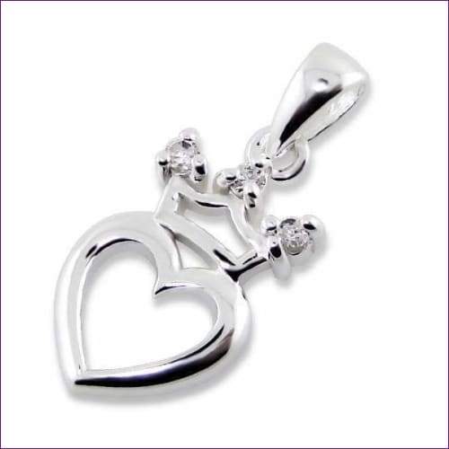 Heart and Crown Silver Pendant - Fashion Silver London - Heart crown silver pendant - Silver pendant -