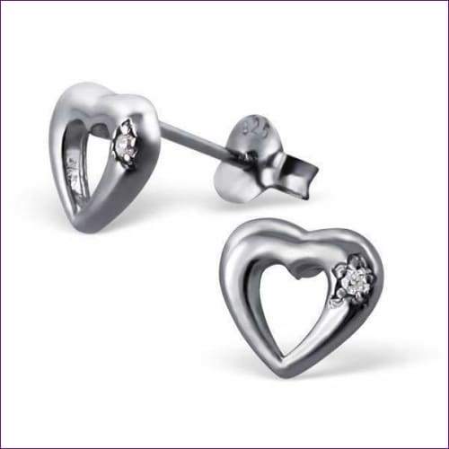 Heart Crystal Silver Earrings - Fashion Silver London - blacky - Heart silver earrings - Silver earrings