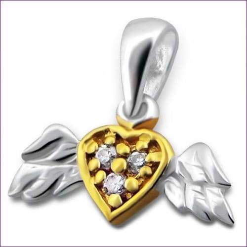 Heart Pendant Gold - Fashion Silver London - Flying heart silver pendant - Heart Pendant Gold - Heart With Wings Pendant