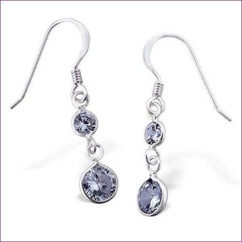 Long Dangle Lavander Crystal Silver Earring - Fashion Silver London - blacky - Dangle crystal earrings - silver drop earrings