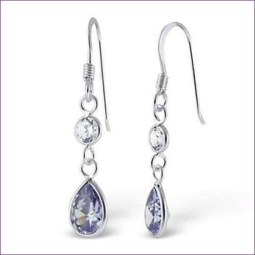 Long Drop Silver Earrings - Fashion Silver London - blacky - Crystal Drop Earrings - silver drop earrings