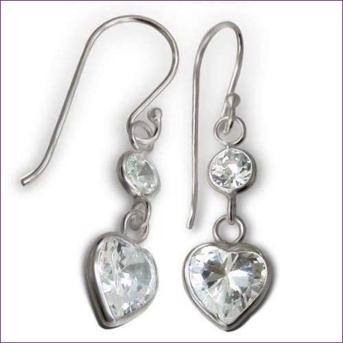 Long Silver Crystal Earrings - Fashion Silver London - blacky - Heart crystal earrings - Long Silver Crystal Earrings
