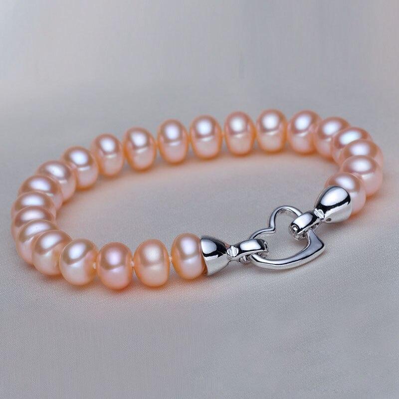 Natural Freshwater Pearl Beads Bracelets Heart Clasp - Fashion Silver London - freshawater pearl bracelet - pearl bracelet - sea pearl bracelet