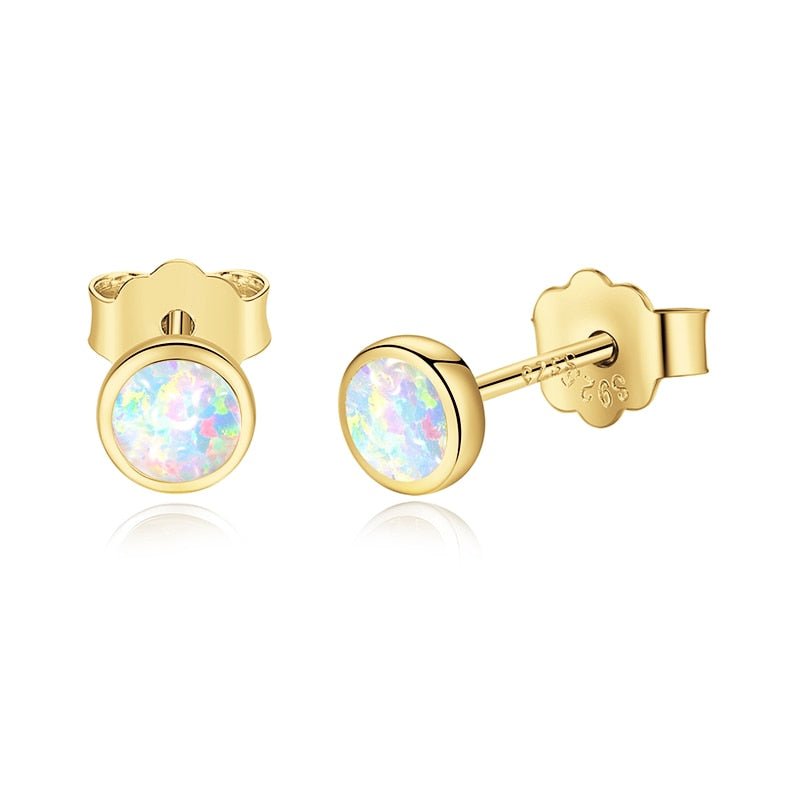 Opal 925 Sterling Silver Stud Earrings - Fashion Silver Jewelry London - Earrings - fashion crystal earrings - fashion earrings