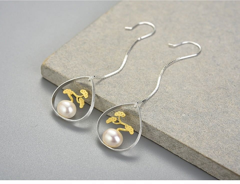 Pine Tree Plant Drop Earring - Fashion Silver London - Drop Earring - Earring - silver drop earrings