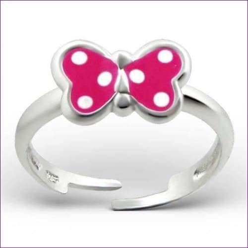 Pink Butterfly Adjustable Silver Ring - Fashion Silver London - Adjustable Silver Ring - Butterfly ring - Children silver ring