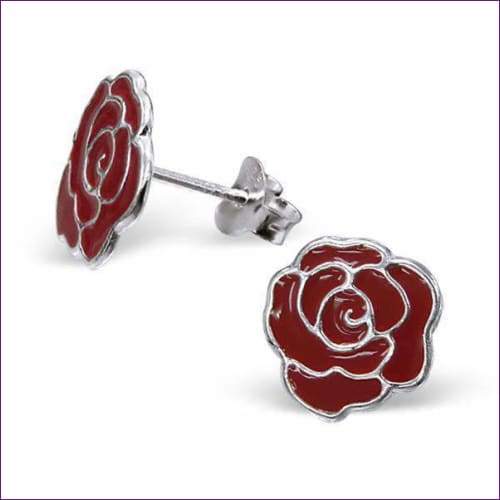 Red Rose Children Stud Earrings - Fashion Silver London - chj - Sterling - Sterling Silver