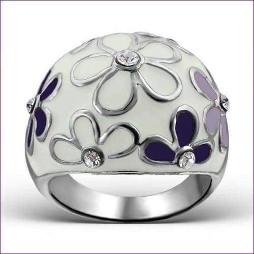 Round Flower Fashion Ring - Fashion Silver London - Stainless Steel Ring - -