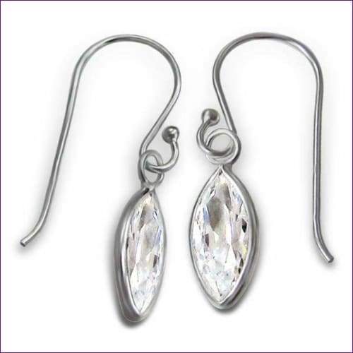 Silver Crystal Drop Earrings - Fashion Silver London - blacky - Silver Crystal Drop Earrings - silver drop earrings