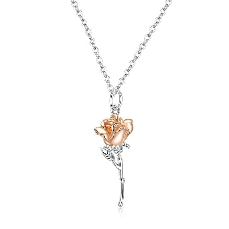 Silver Rose Pendant Necklace - Fashion Silver London - Necklace - Pendant Necklace - Rose Pendant Necklace