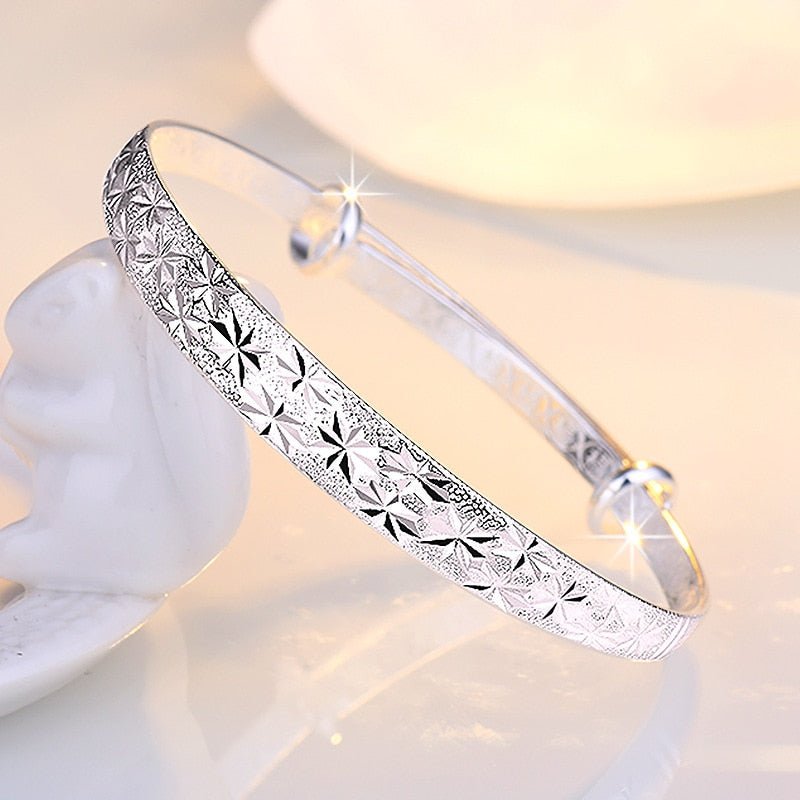Sterling Silver Gypsophila Star Bangles - Fashion Silver Jewelry London - silver ball bracelet - Silver bracelet - Silver Bracelets