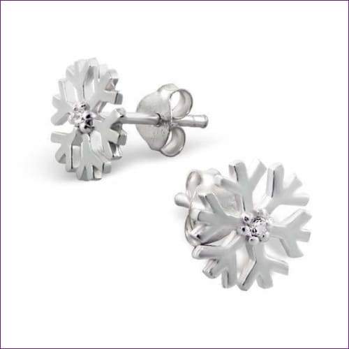 Sterling Silver Snowflake Stud Earrings - Fashion Silver London - Silver earrings - Snowflake silver earrings -