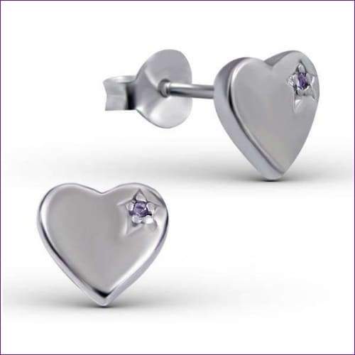 Sterling Silver Zircon Heart Earrings - Fashion Silver London - Heart silver earrings - Silver earrings -