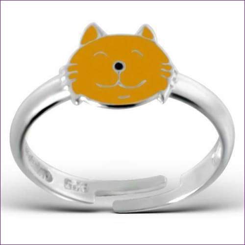 Yellow Cat Silver Ring - Fashion Silver London - Cat ring - Children silver ring -